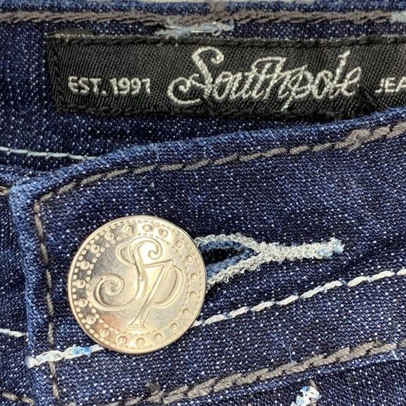 Southpole Women Size 13 Designer 13" Bermuda Jean Shorts Bling 2682 Metalic - Picture 5 of 9